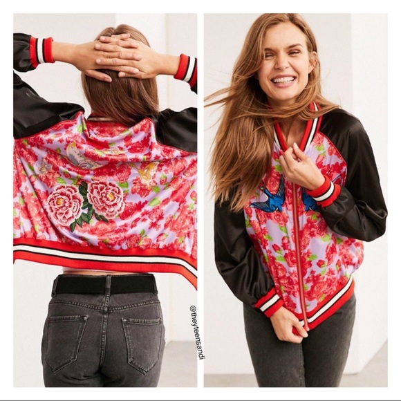 Urban Outfitters Silky Embroidered Bomber Jacket - Picture 4 of 4